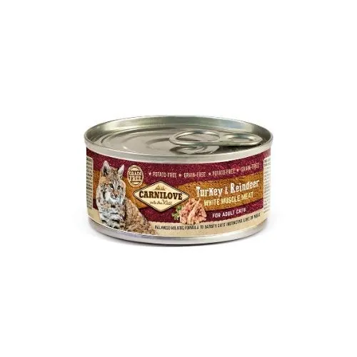 Carnilove Turkey & Reindeer Adult Wet Cat Food - 12 x 100g