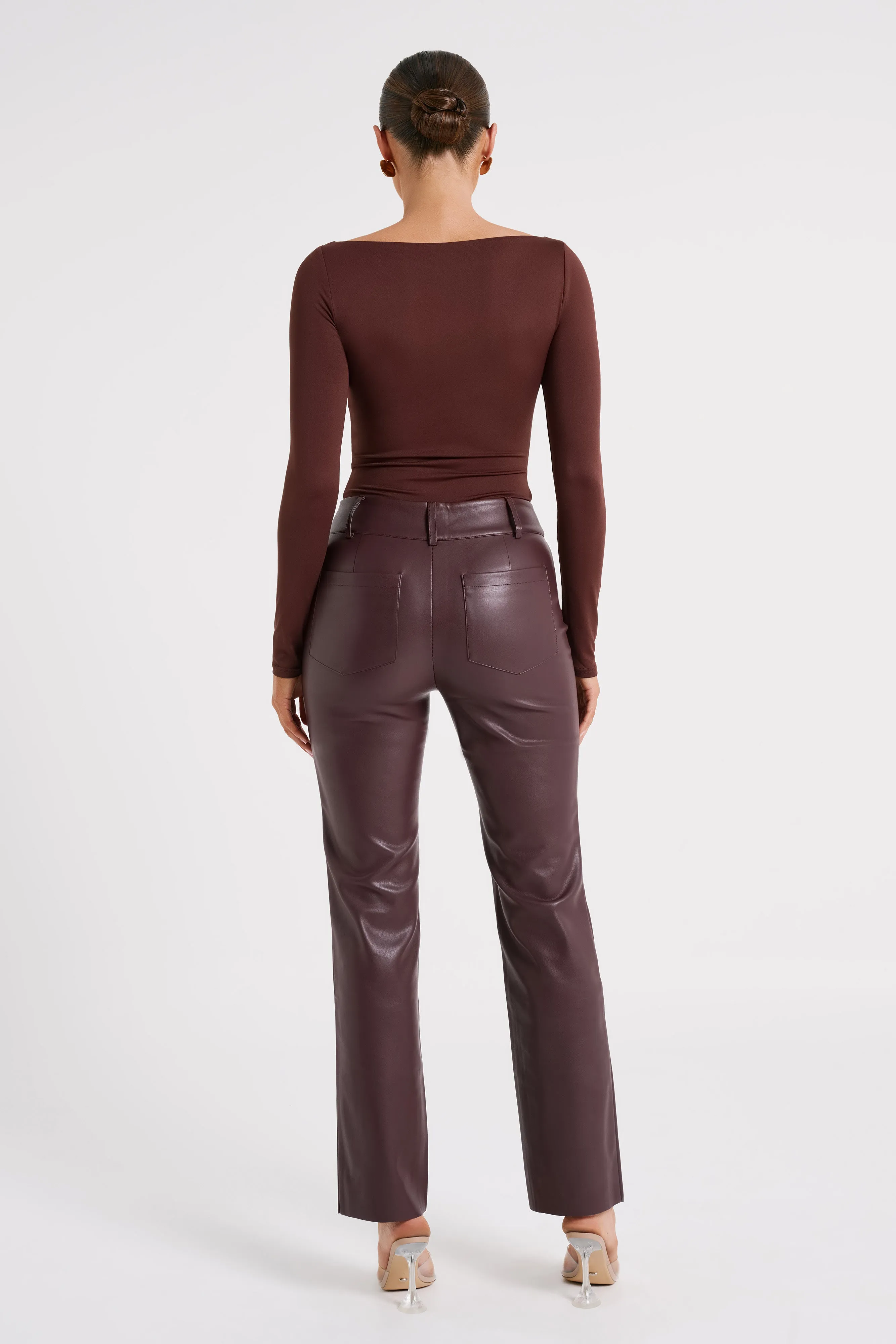 Cate Boatneck Long Sleeve Bodysuit - Chocolate