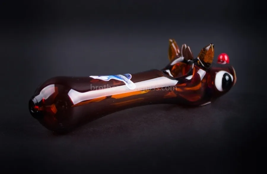 Chameleon Glass Holiday Rudolph Hand Pipe