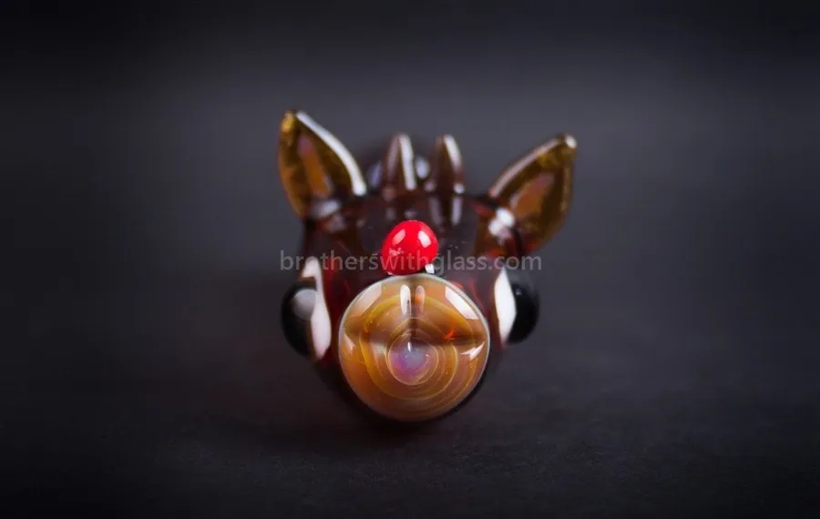 Chameleon Glass Holiday Rudolph Hand Pipe