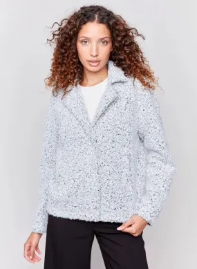 Charlie B - Heathered  Boucle Moto Jacket - Heather Charcoal