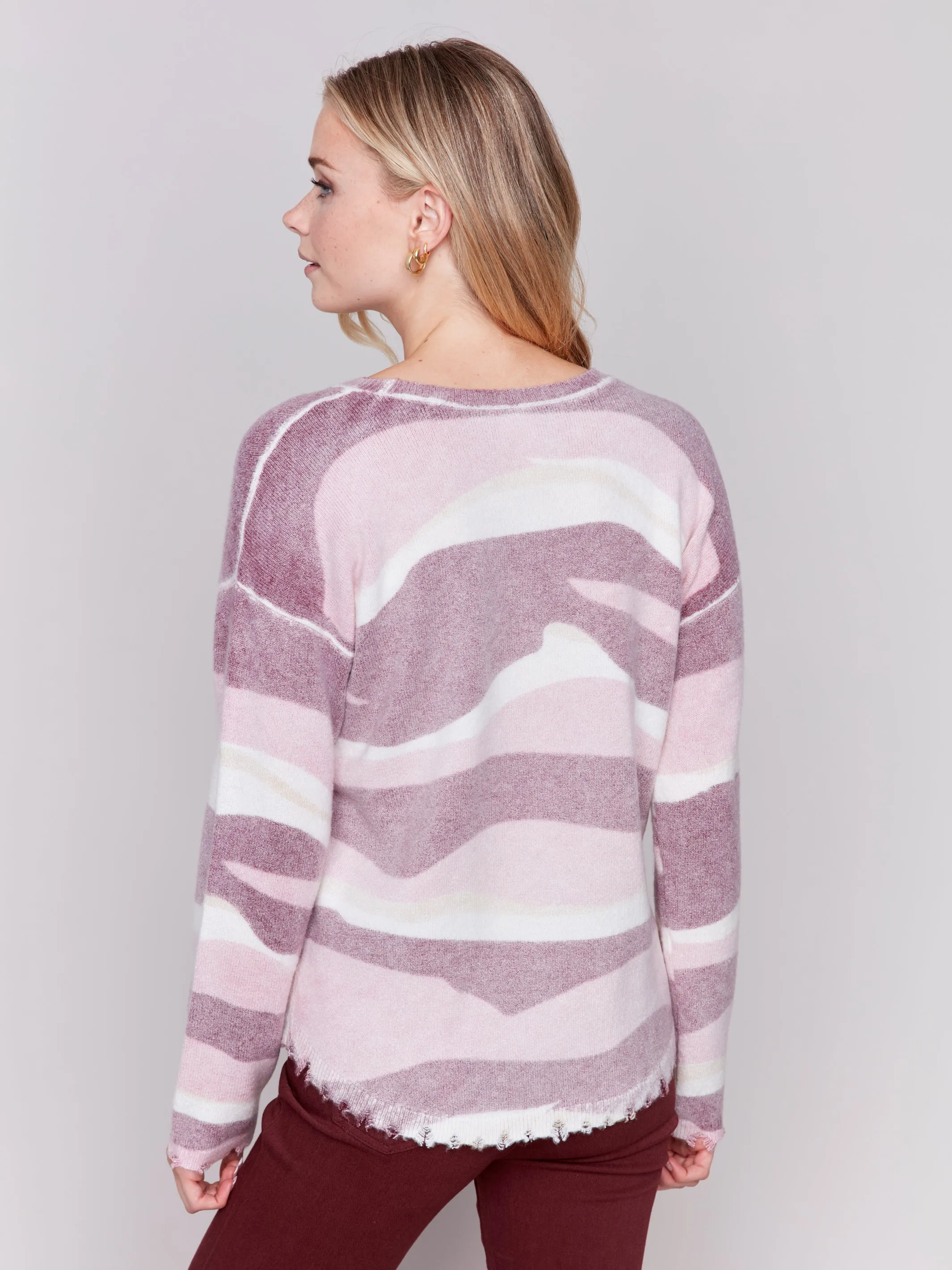 Charlie B Reversible Printed Plush Crew Neck Sweater