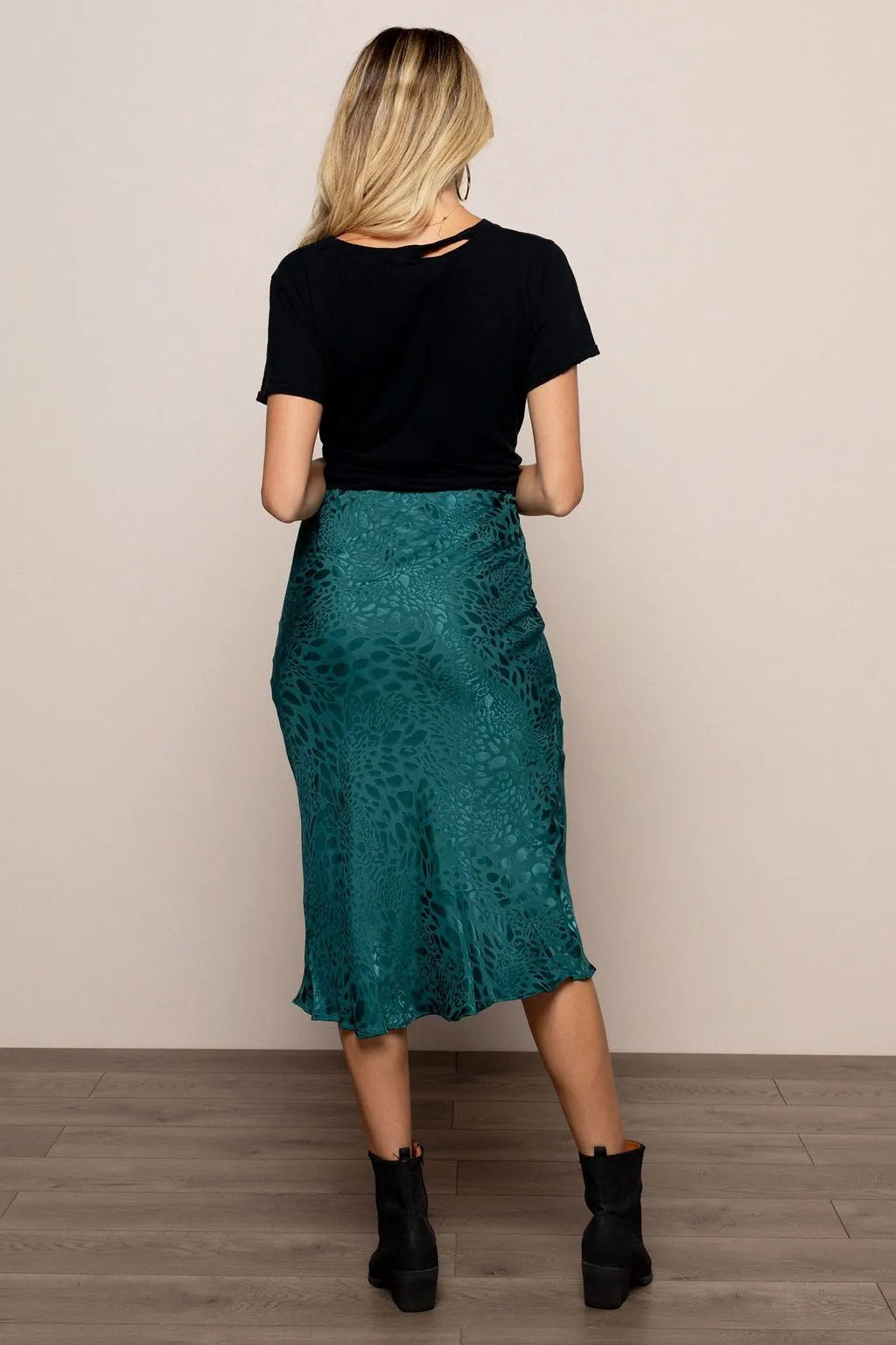 Cheetah Skirt In Forest in Emerald