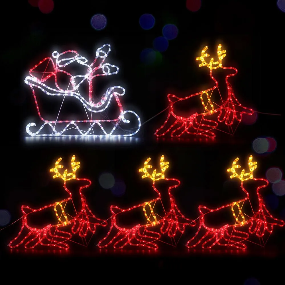 Christmas Motif Lights LED Rope Reindeer Waterproof Colourful Xmas