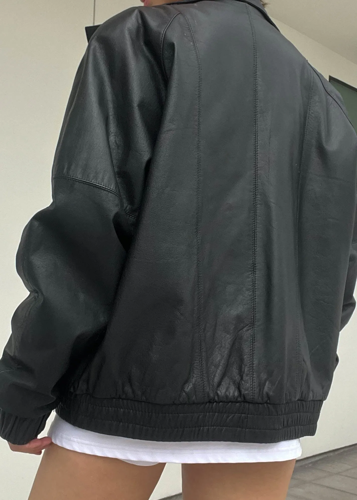 Classic 80's Leather Bomber (L)