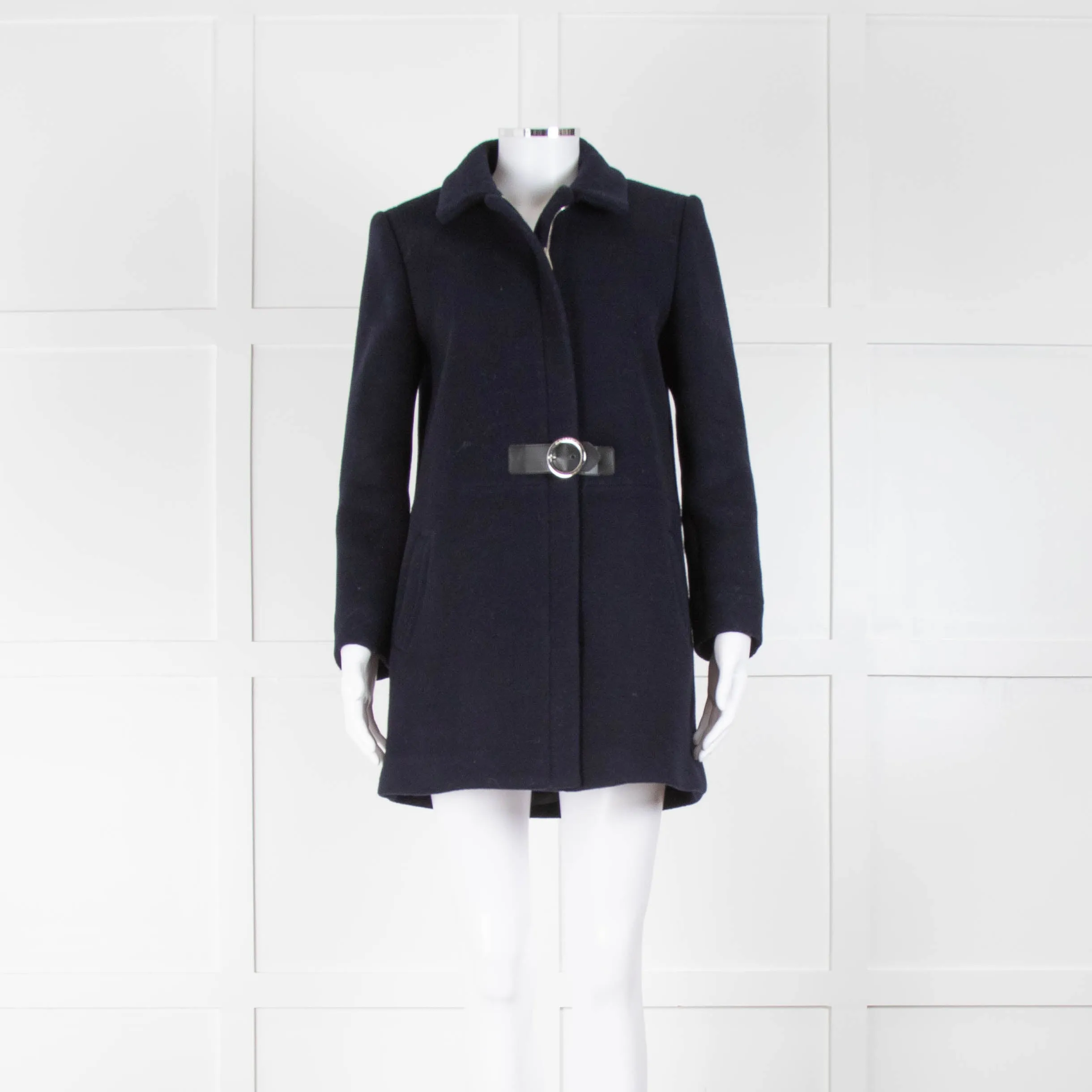 Claudie Pierlot Navy Blue Buckle Front Zip Coat