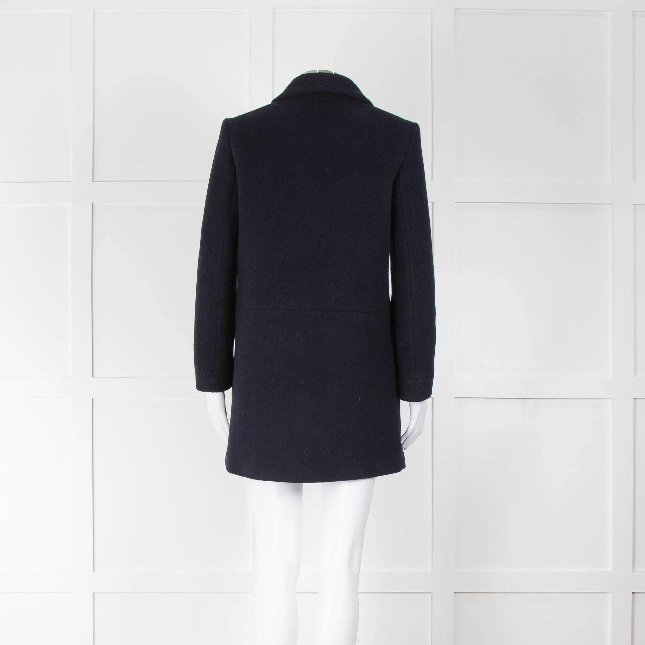 Claudie Pierlot Navy Blue Buckle Front Zip Coat