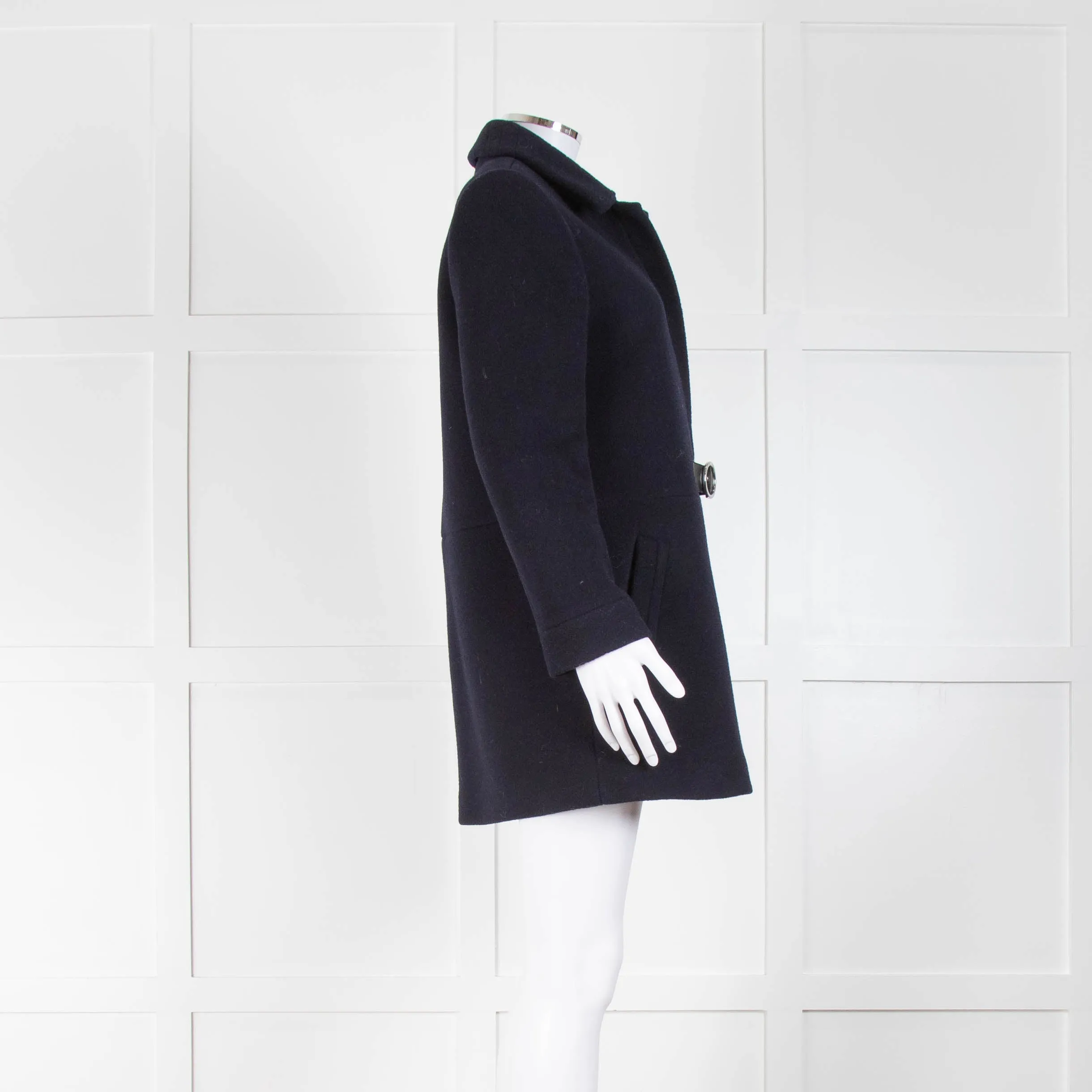 Claudie Pierlot Navy Blue Buckle Front Zip Coat