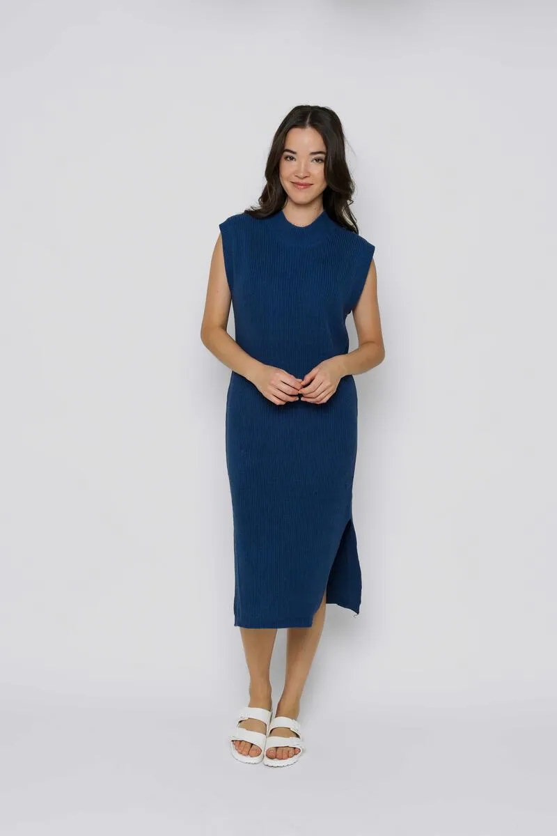 Cleo Sleeveless Sweater Dress - Cerulean