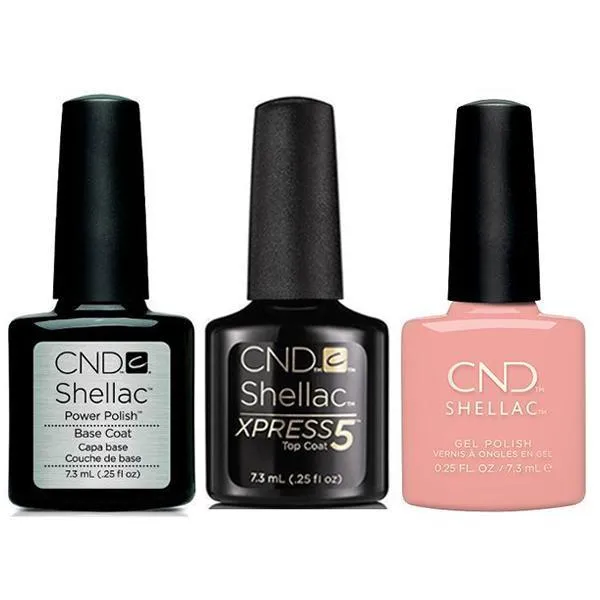 CND - Shellac Xpress5 Combo - Base, Top & Soft Peony (0.25 oz)