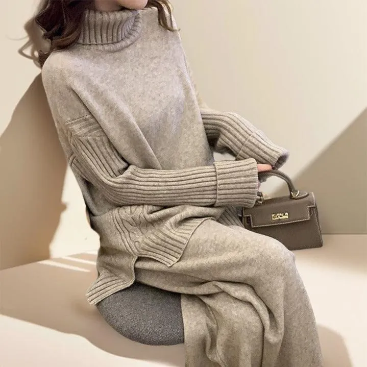 Comfy and Stylish Turtleneck and Wide-Leg Pants Set