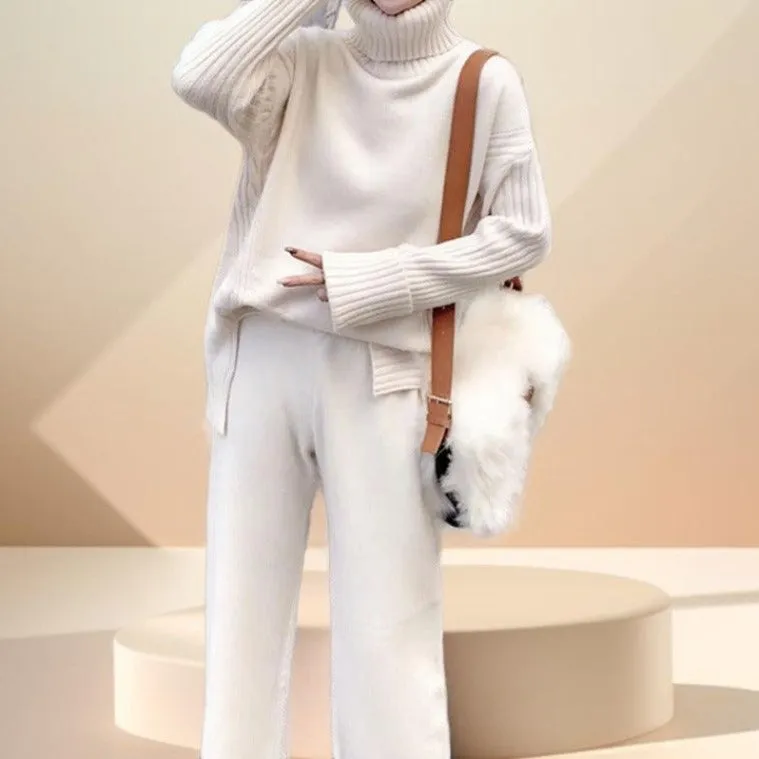 Comfy and Stylish Turtleneck and Wide-Leg Pants Set