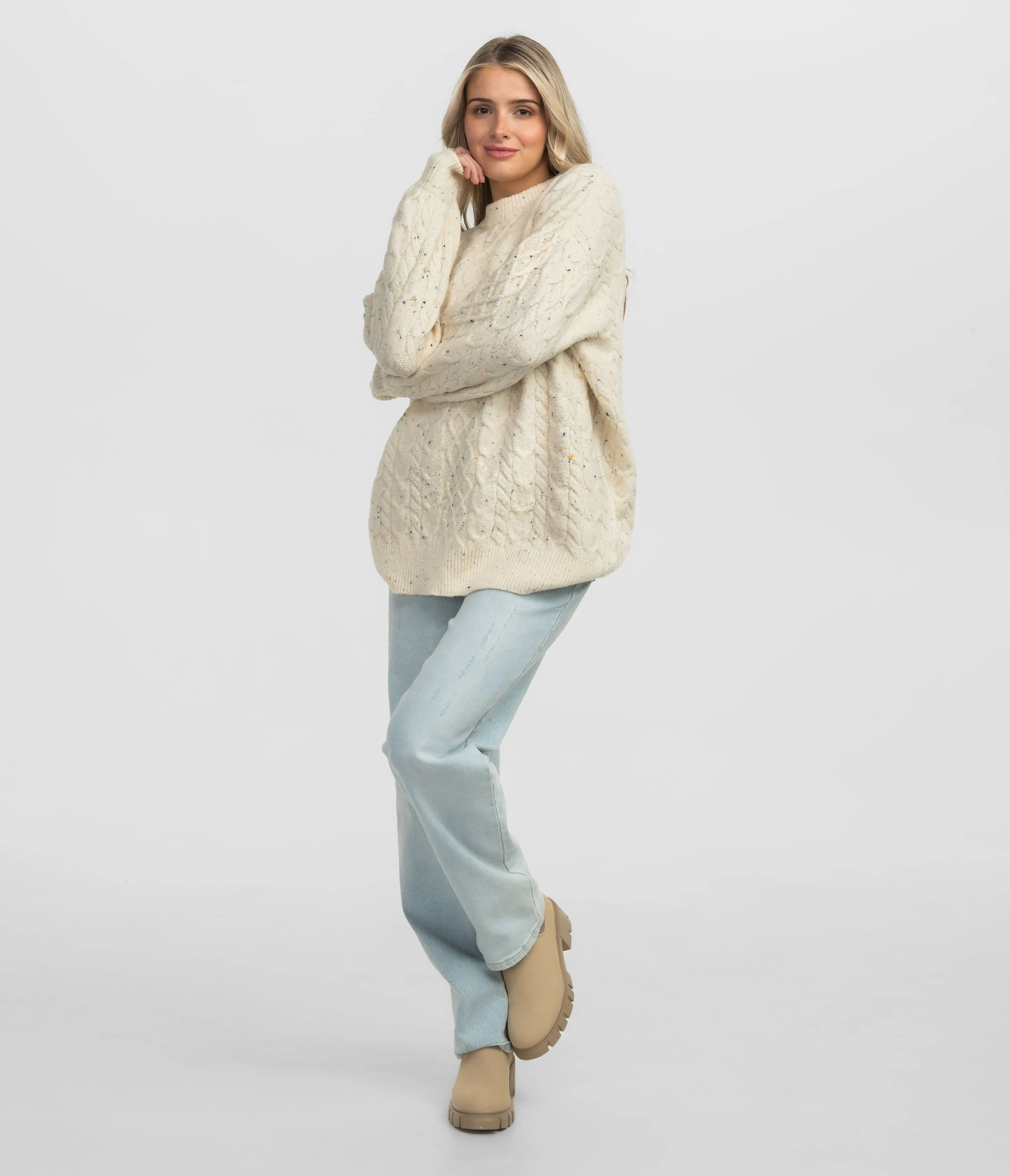 Comfy Cozy Cable Sweater - Off White