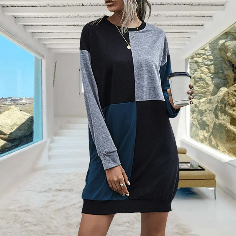 Contrast Sweater Dress