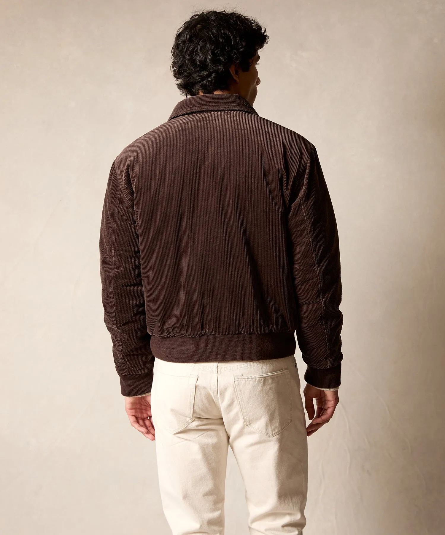 Corduroy Varsity Jacket in Chocolate