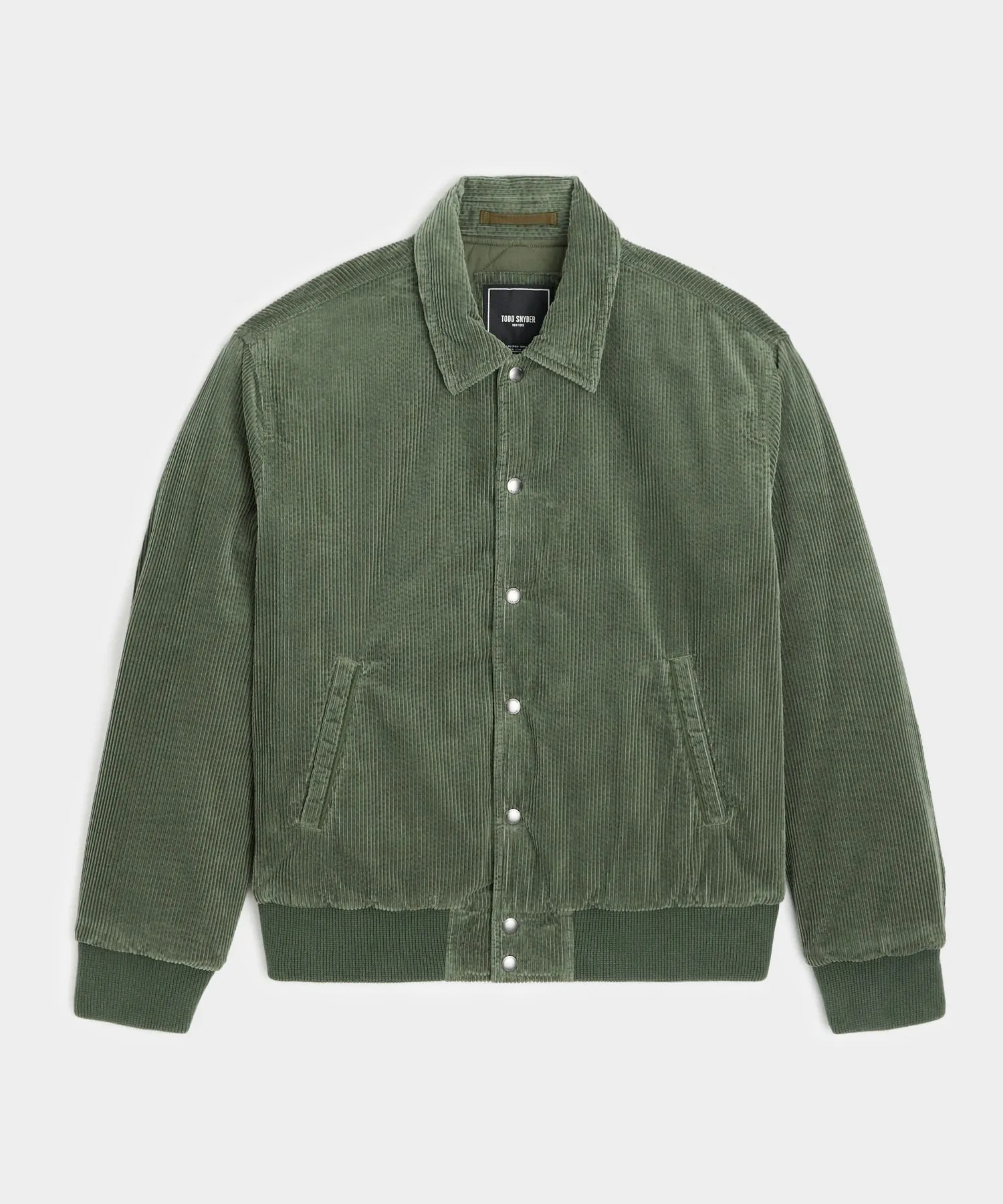 Corduroy Varsity Jacket in Military Green