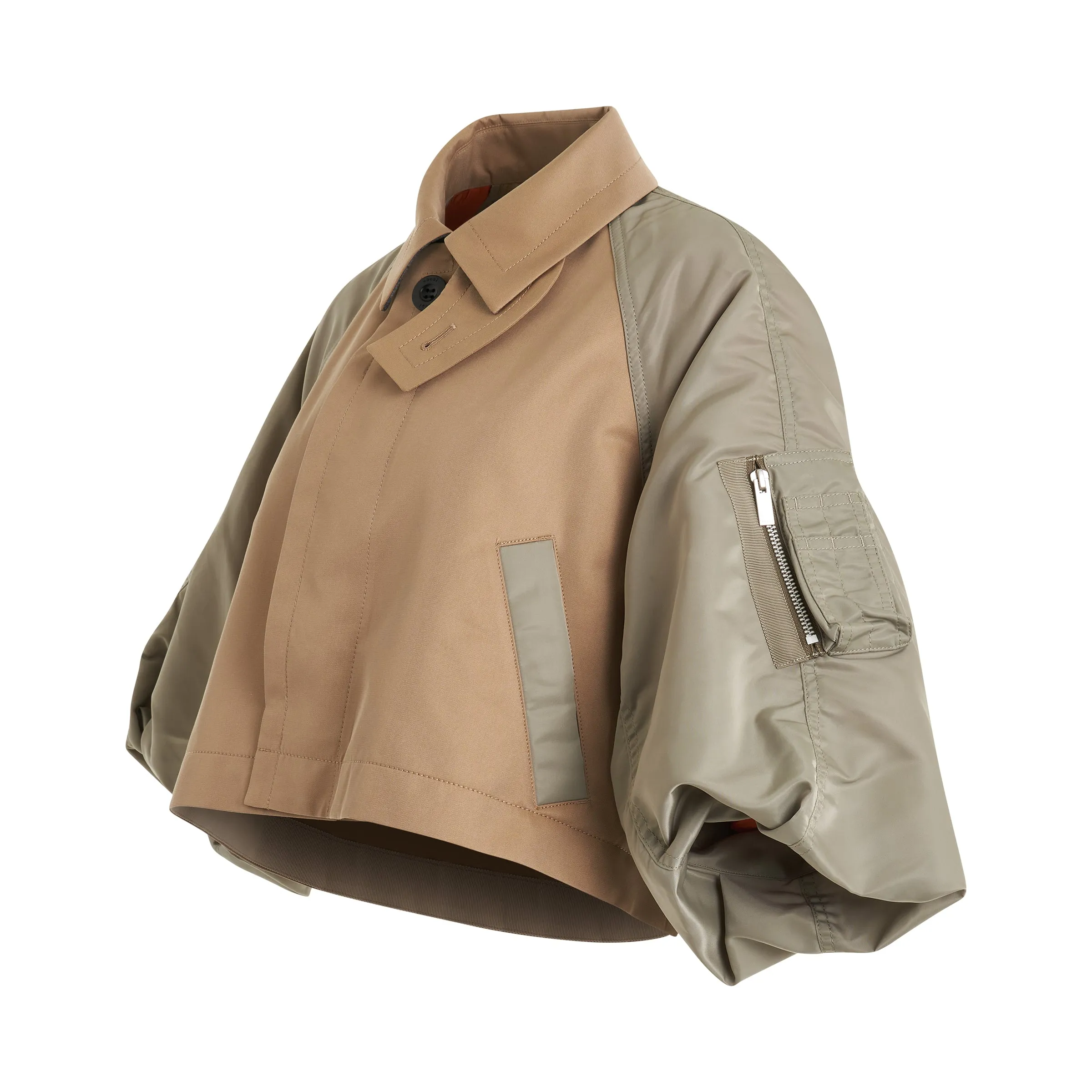 Cotton Gabardine x Nylon Twill Jacket in Beige/Khaki