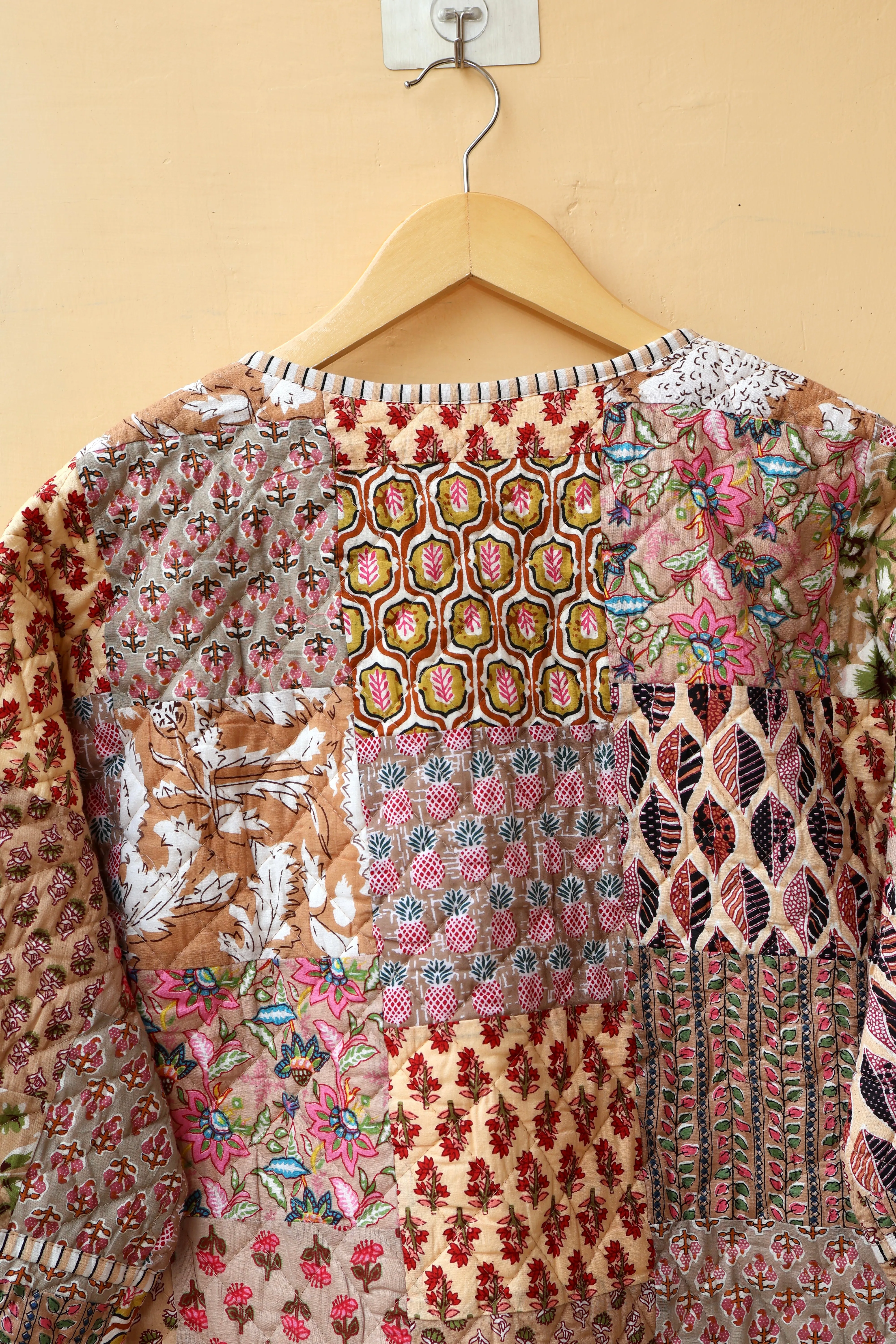 Cotton Handcrafted Kantha Jacket, Patchwork Women’s Quilted Reversible Coat, Kimono Indian Hand Printed Vintage Style Boho Vest Autumn Gift