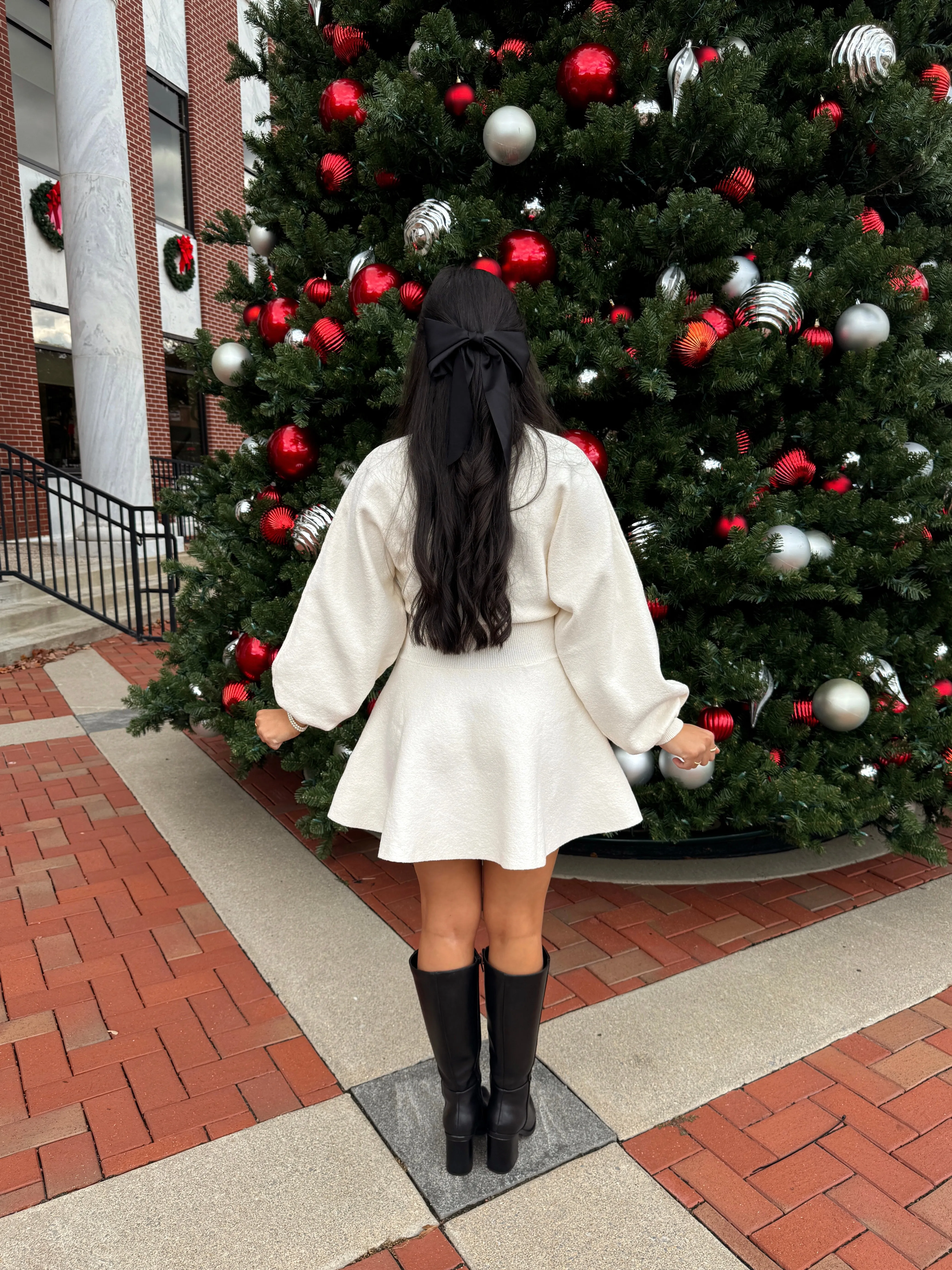 Cream Knit Sweater Dress