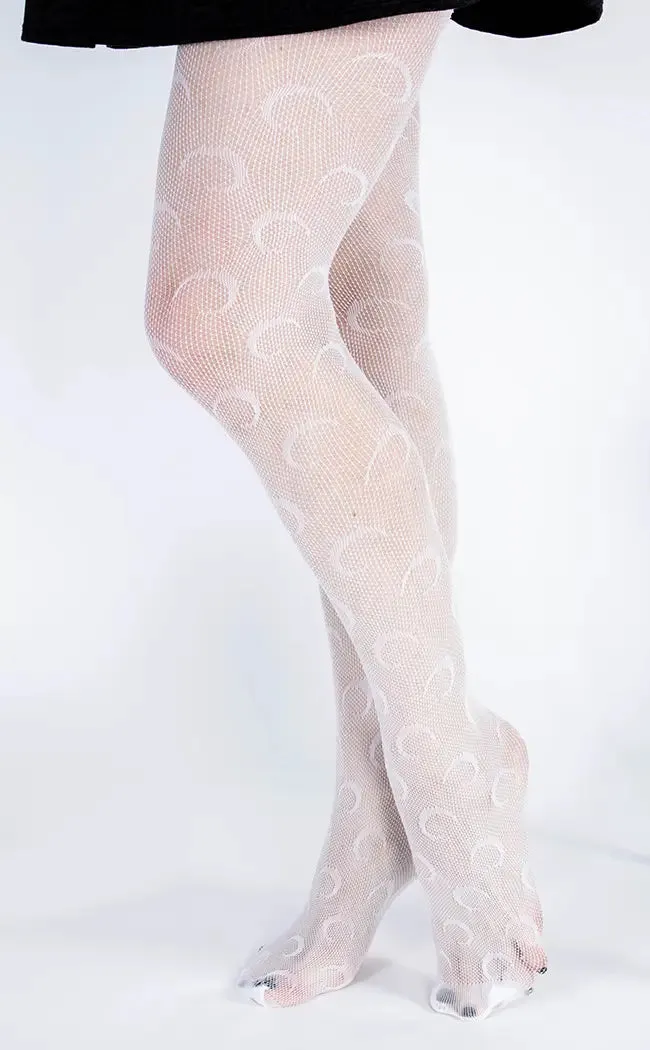 Crescent Moon Tights | White