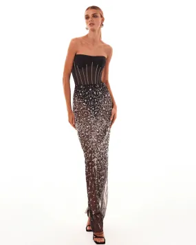 Crystal-covered fabulous black maxi dress