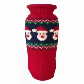 Dallas Dogs Fair Isle Santa Faces Dog Sweater