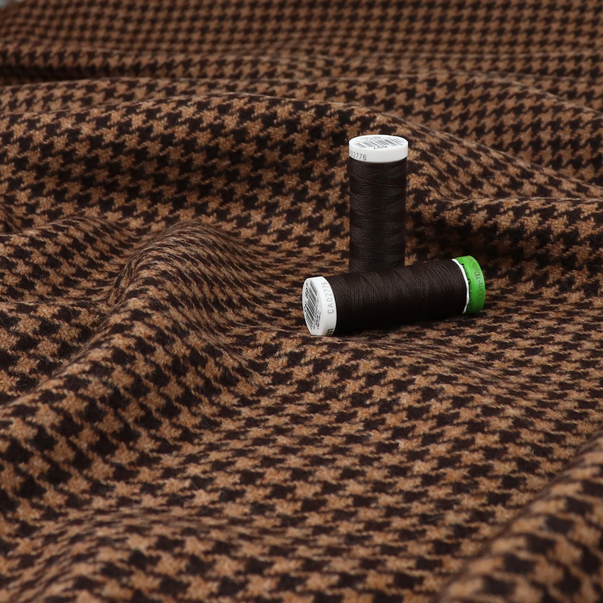 Deadstock Wool Coating - Chocolate Dogtooth