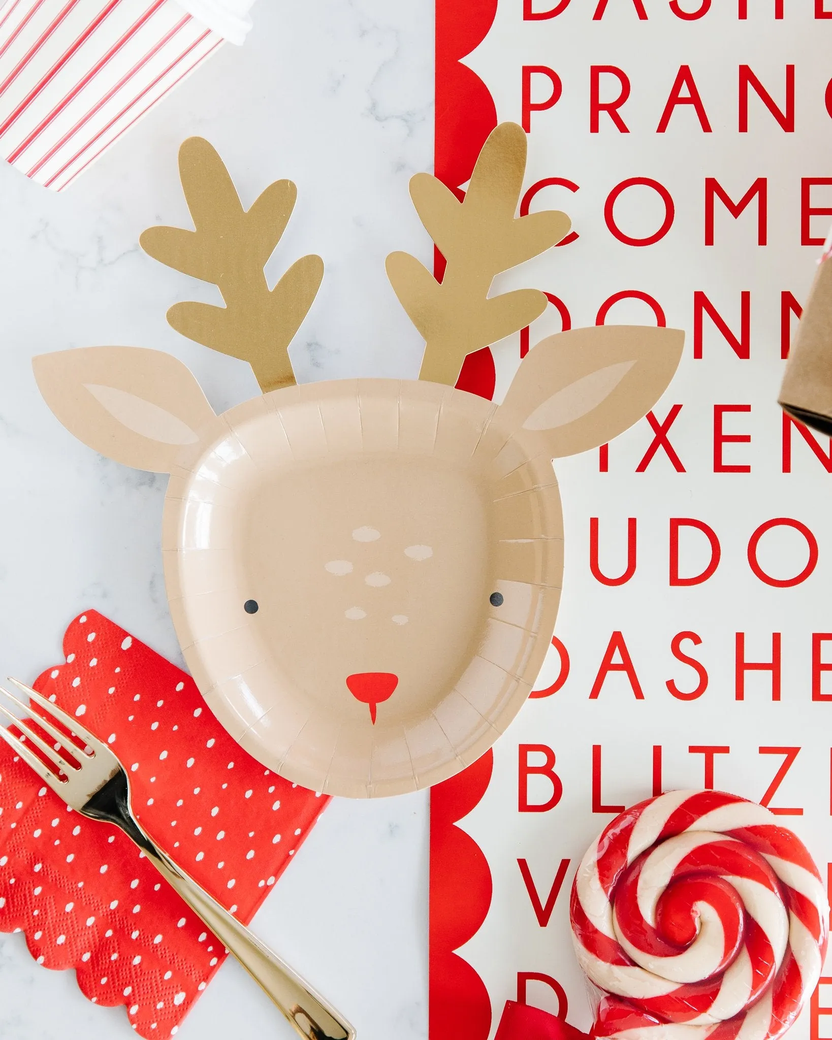 Dear Rudolph Reindeer Paper Plates