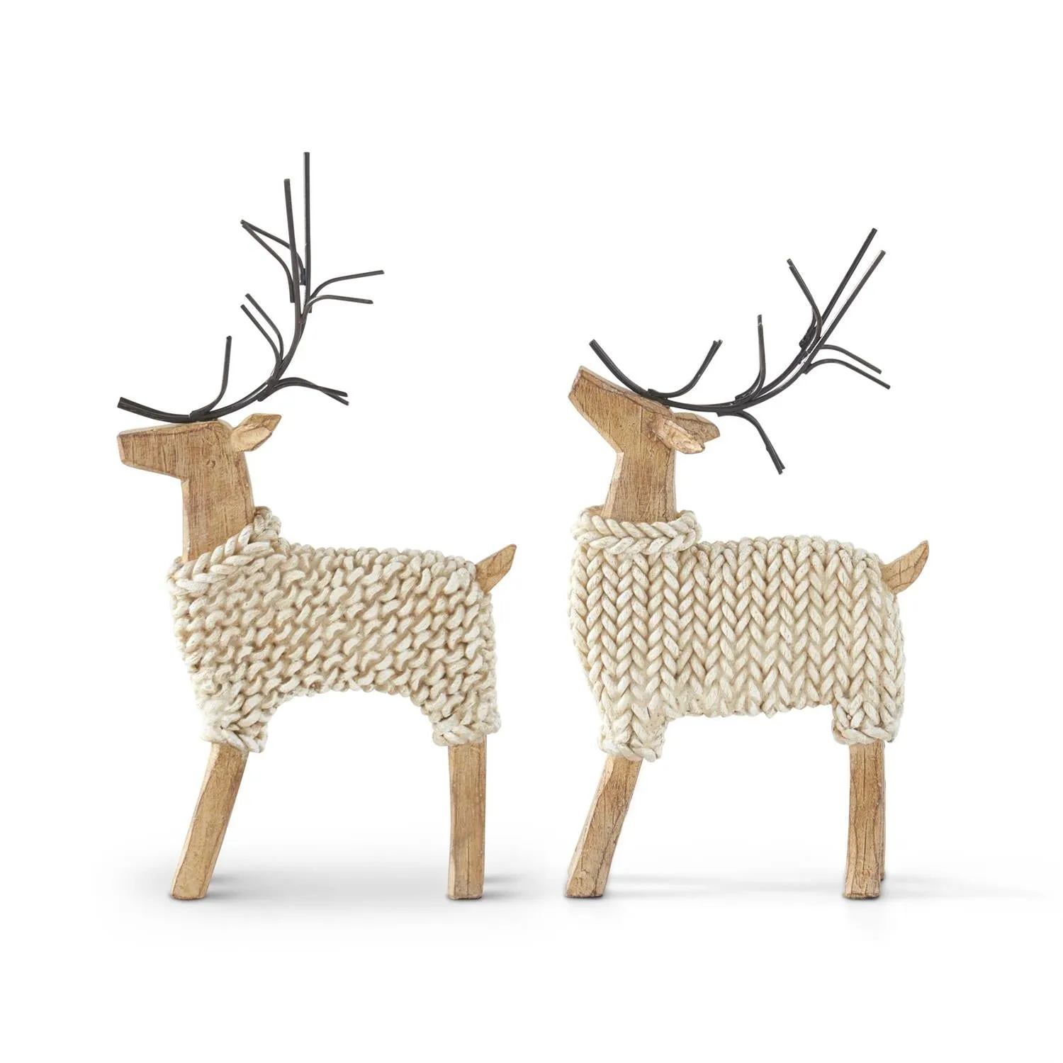 Deer In Cream Sweaters w/Metal Antlers