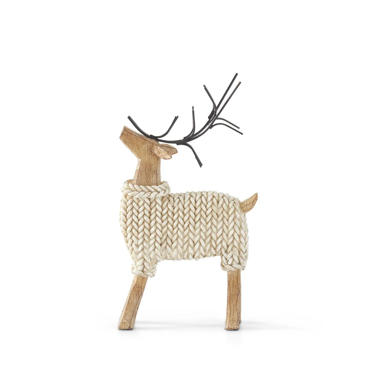 Deer In Cream Sweaters w/Metal Antlers