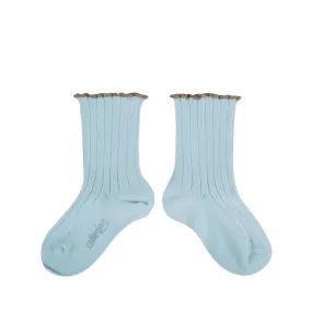 Delphine - Lettuce Trim Ribbed Socks - 420 - Glacier