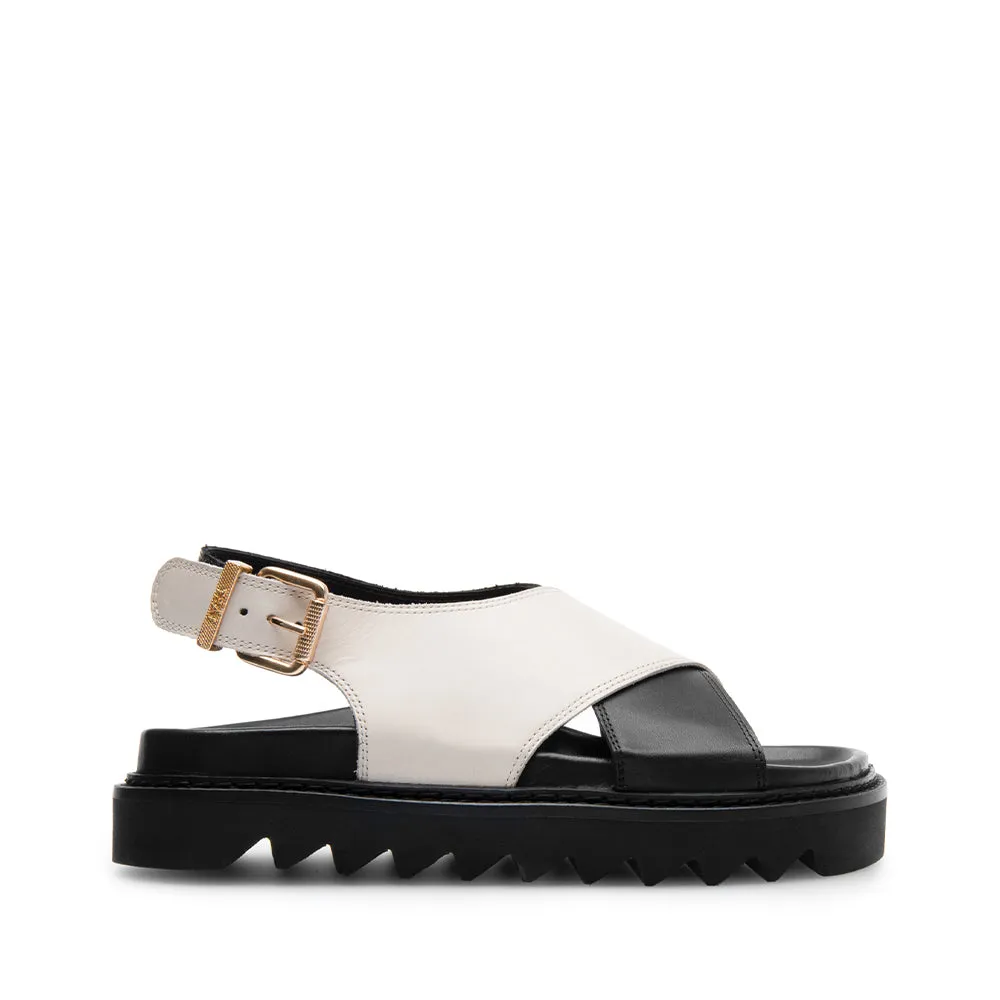 Diana Black Off White Leather Chunky Sandals