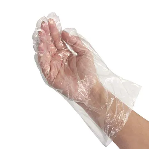 Disposable Food Handling Long Cuff Poly Gloves, 0.9g. 12.5" OSFM