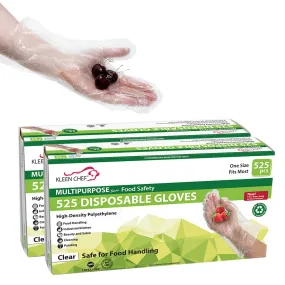 Disposable Food Handling Long Cuff Poly Gloves, 0.9g. 12.5" OSFM