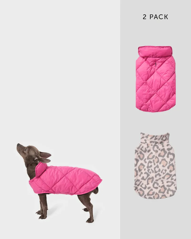 DOGGIE 2 PACK FLEECE/QUILTED VESTS