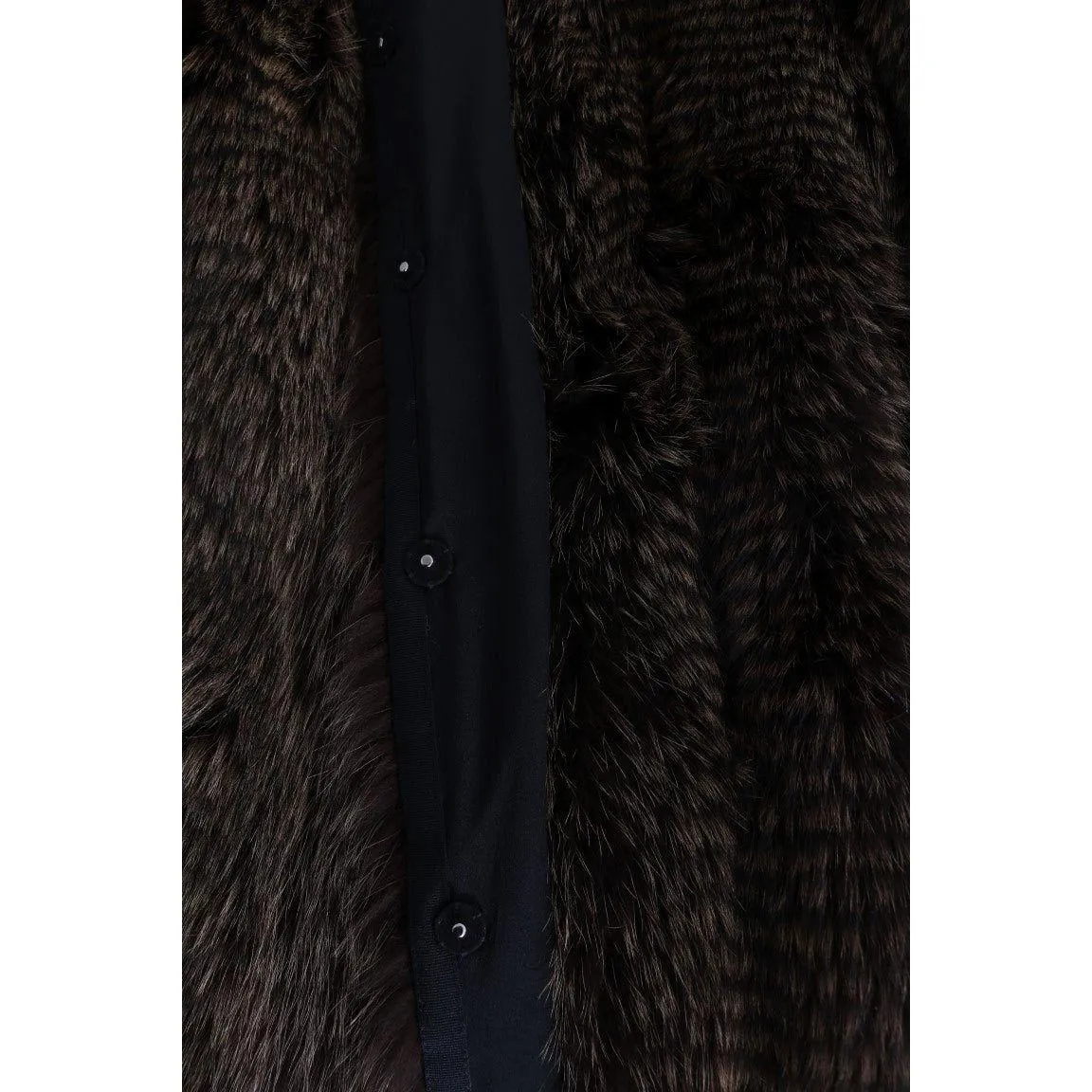 Dolce & Gabbana Elegant Brown Raccoon Fur Knee-Length Coat