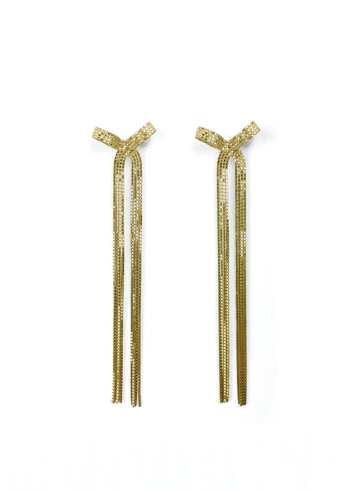 Earrings, Ribbon-bon Gold, Long - Martine Viergever