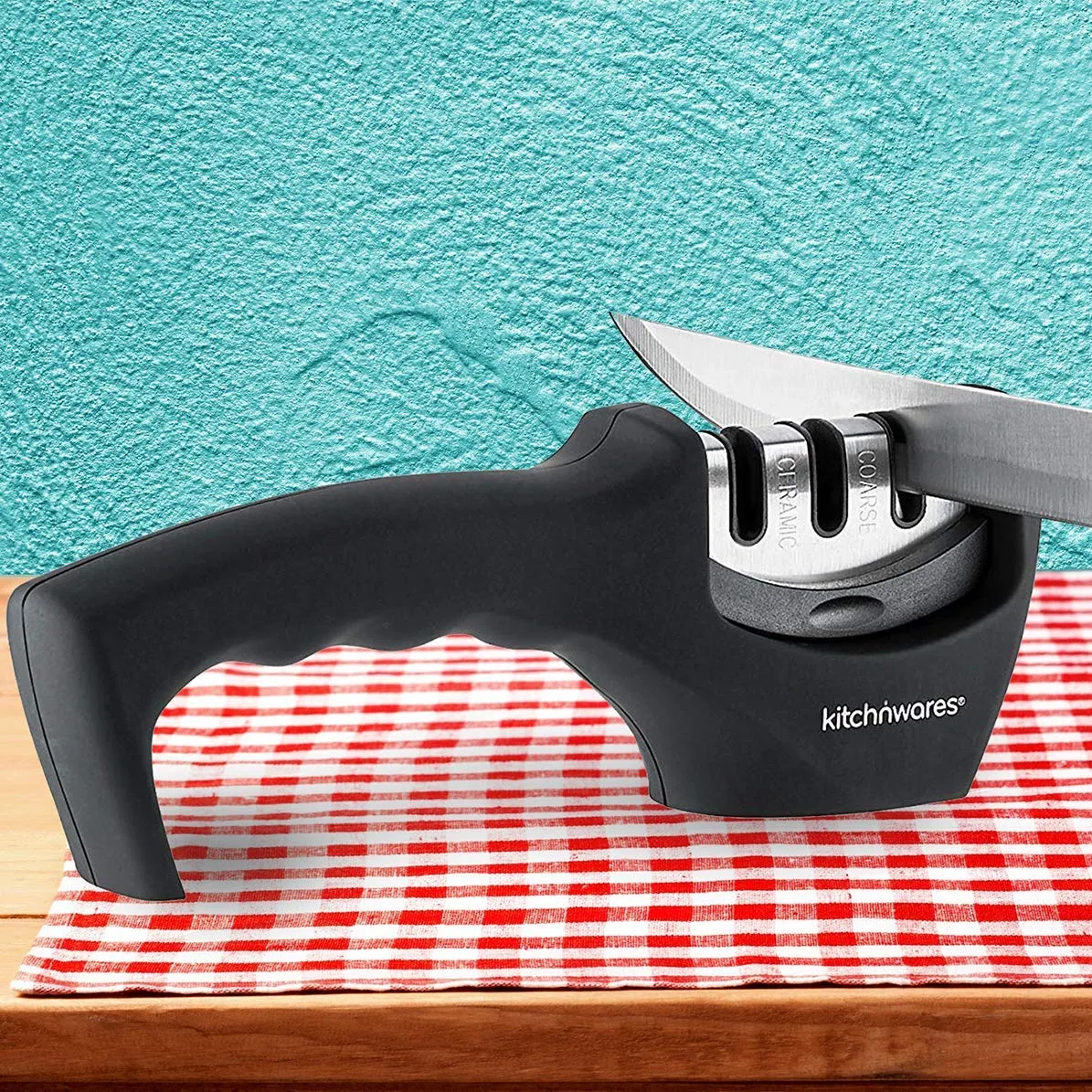 Easy Knife Sharpener 2 Stage Professional System - Sharpens Both Steel and Ceramic Knives