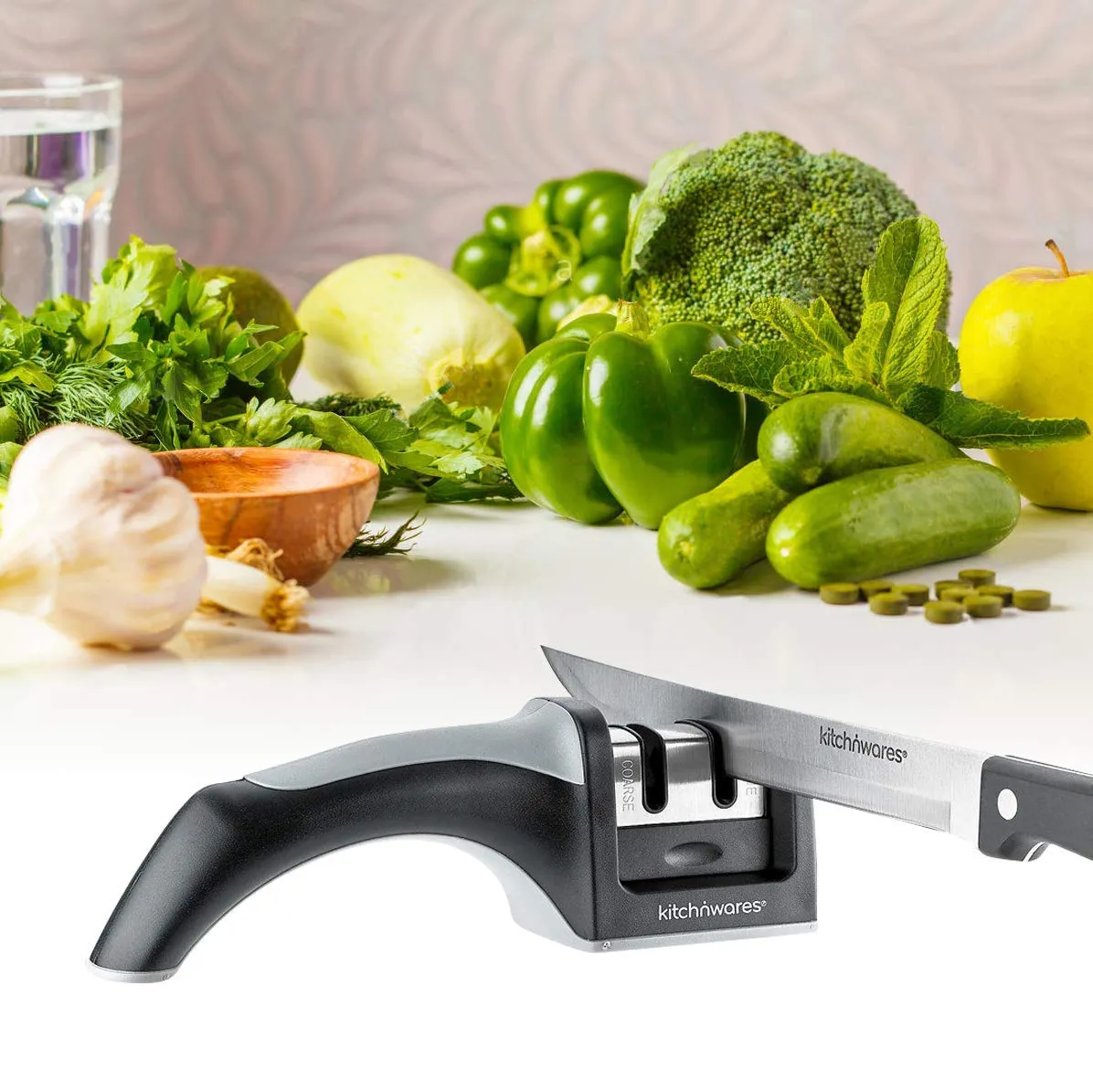 Easy Knife Sharpener 2 Stage Professional System - Sharpens Both Steel and Ceramic Knives