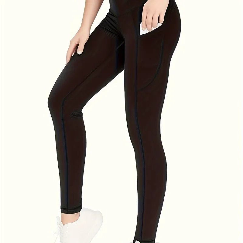 Enhanced Performance Women's Plus Solid Wide Waistband Butt Lifting Yoga Pants