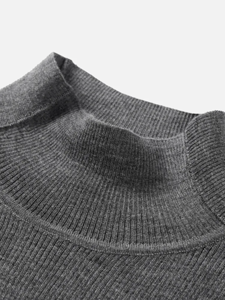 EP YAYING Pure Wool Solid Color Knit Sweater