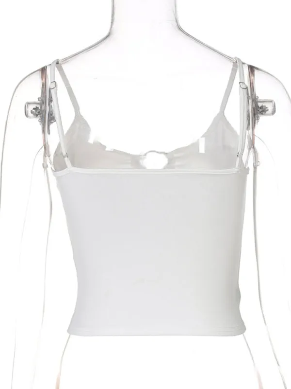 Fashionable chest hollow out navel slimming camisole top