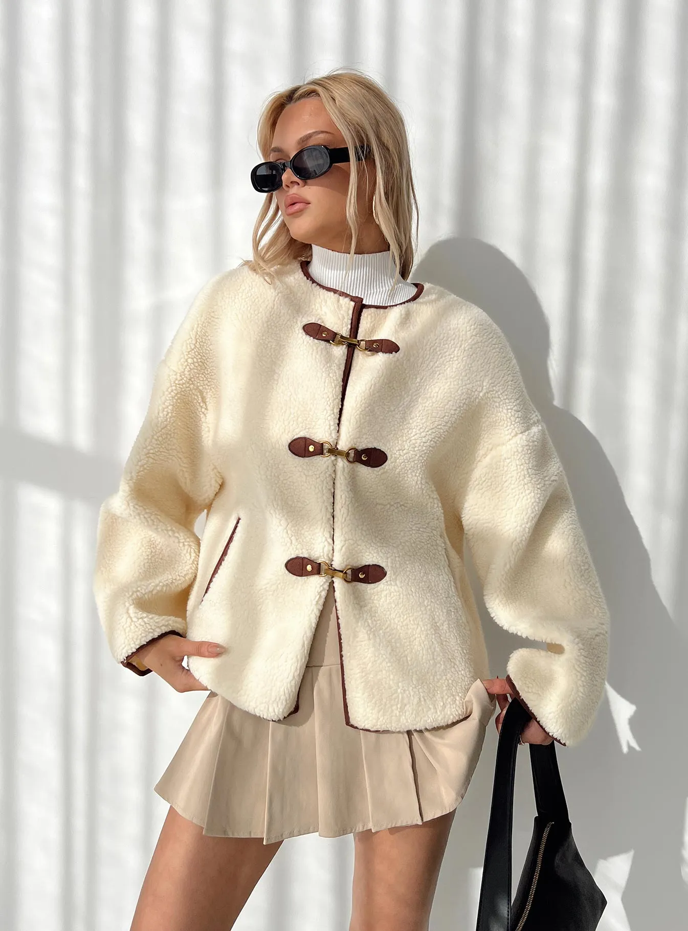 Fashionkova Adylic Teddy Coat Cream / Brown