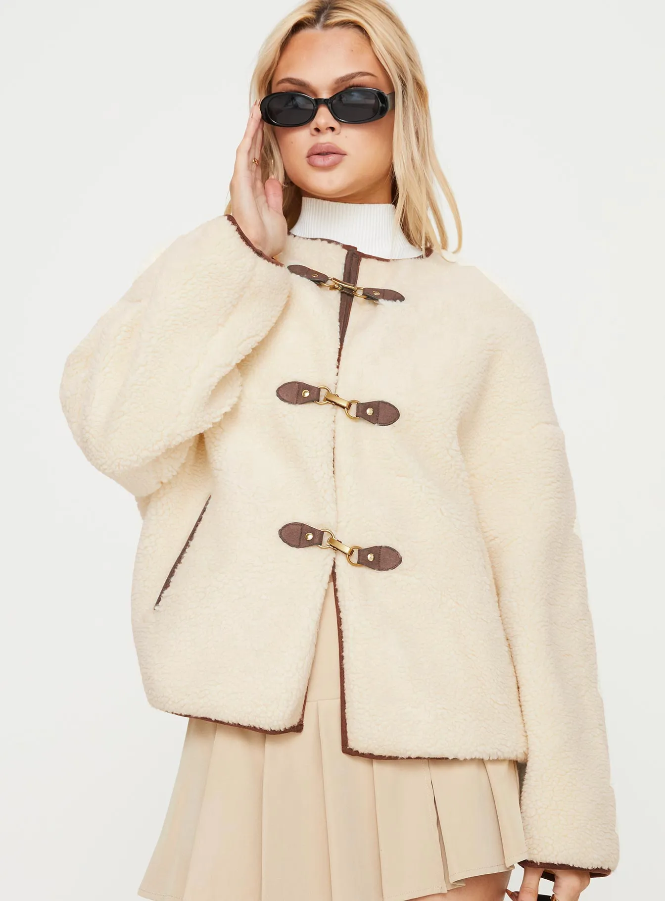 Fashionkova Adylic Teddy Coat Cream / Brown