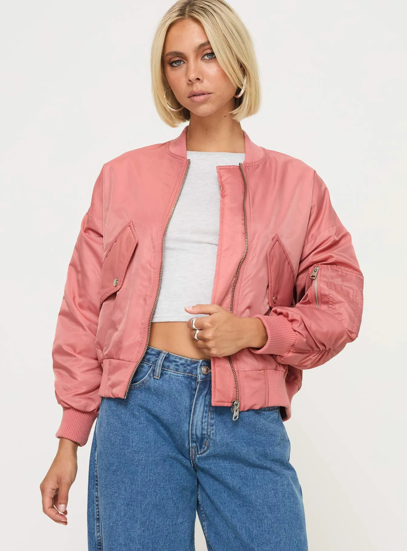 Fashionkova Regarn Bomber Jacket Dusted Rose