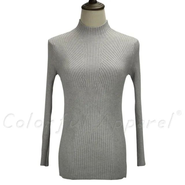 FATIKA Women Turtleneck Knitted Sweater Female Knitted Slim Pullover Ladies all-match Basic Thin Long Sleeve Shirt Clothing