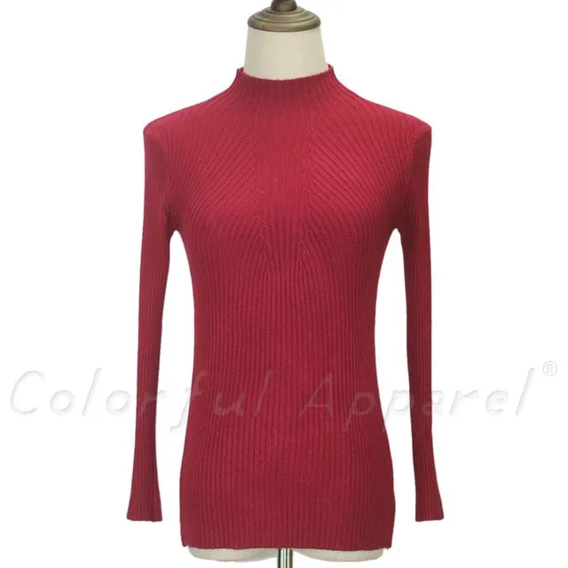 FATIKA Women Turtleneck Knitted Sweater Female Knitted Slim Pullover Ladies all-match Basic Thin Long Sleeve Shirt Clothing