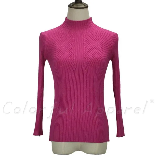 FATIKA Women Turtleneck Knitted Sweater Female Knitted Slim Pullover Ladies all-match Basic Thin Long Sleeve Shirt Clothing