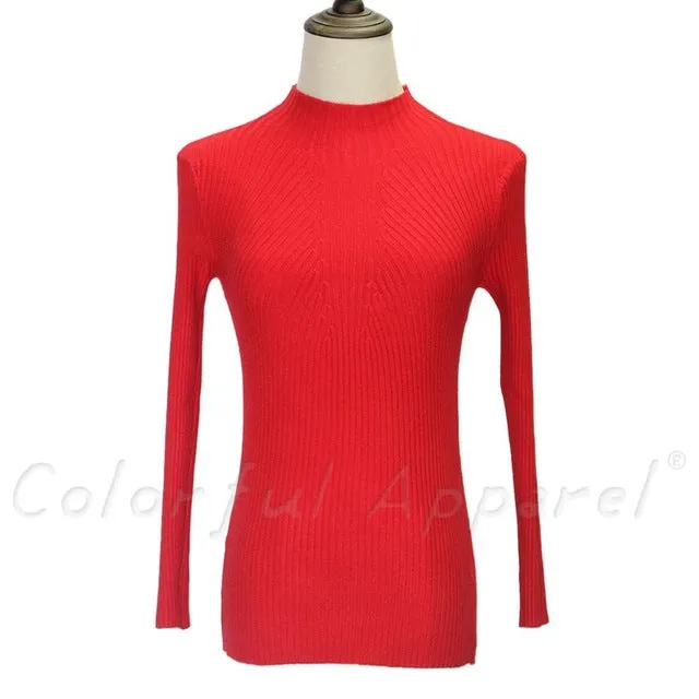 FATIKA Women Turtleneck Knitted Sweater Female Knitted Slim Pullover Ladies all-match Basic Thin Long Sleeve Shirt Clothing