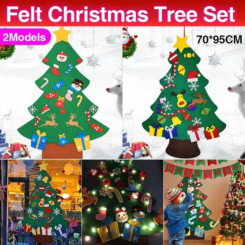 Felt Christmas Tree Set Diy With Removable Ornaments Hand Craft Decorations